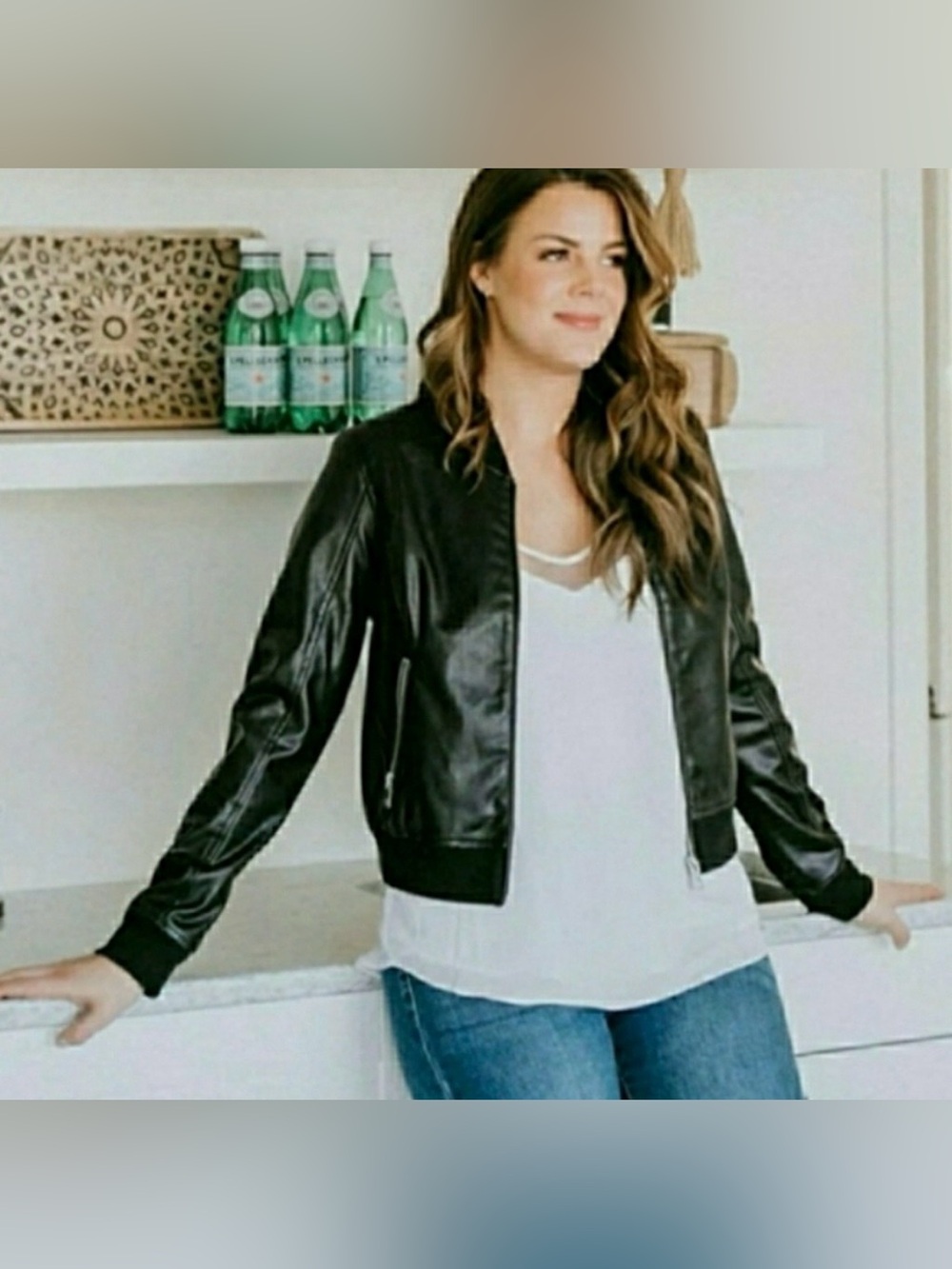 LILY & LOTTIE FAUX LEATHER BOMBER JACKET